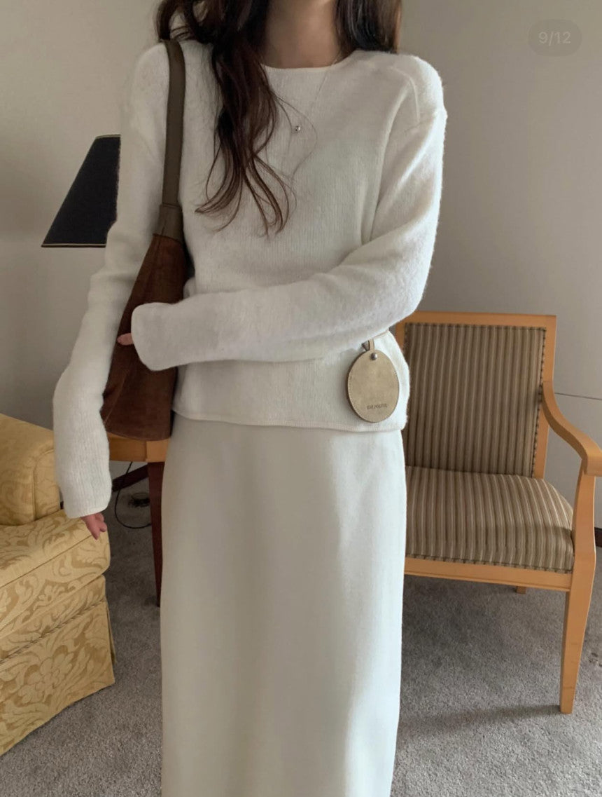 wool back open skirt-3col