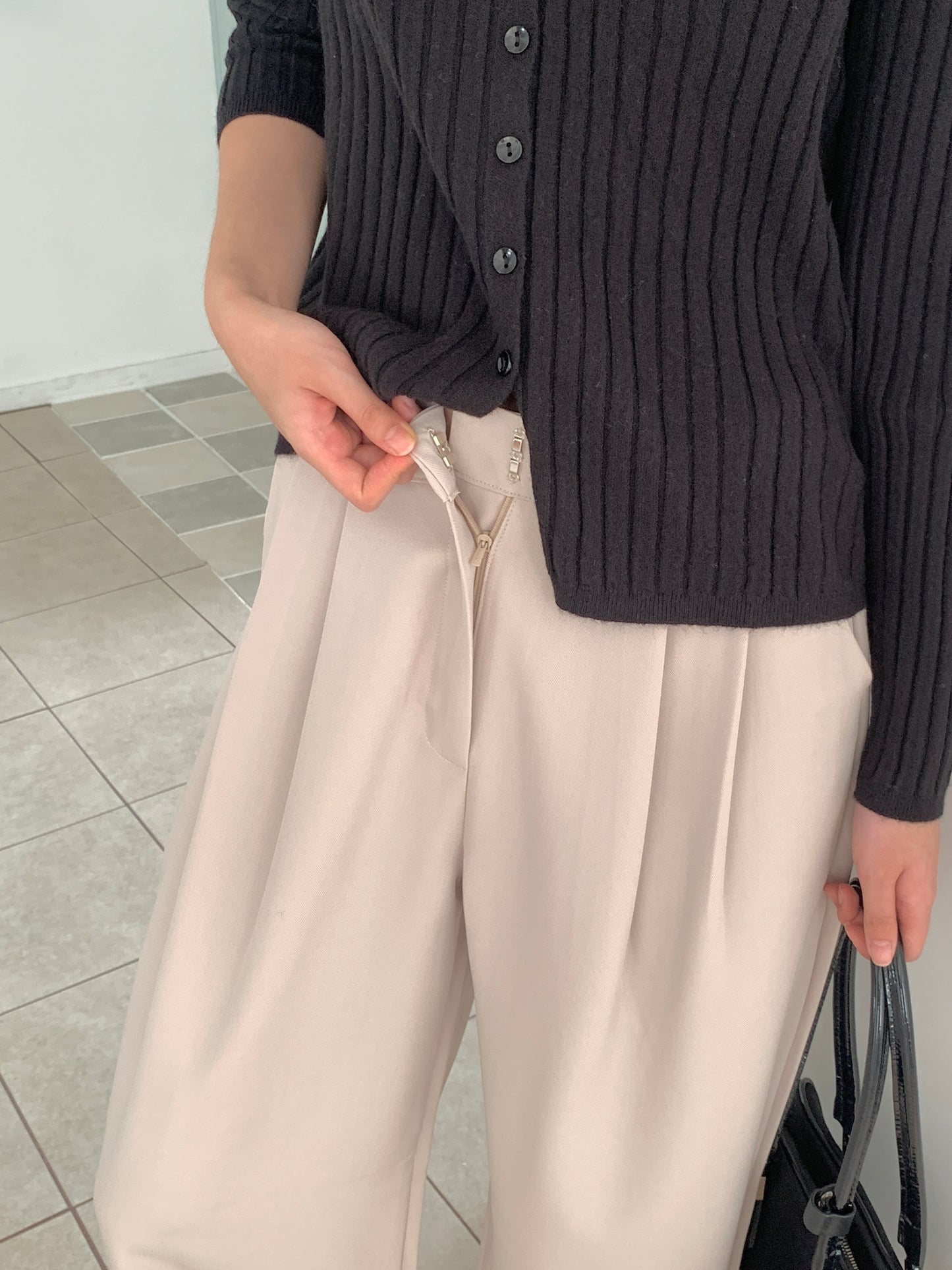 Fw two-pin tuck wide slacks-5colショート丈あり