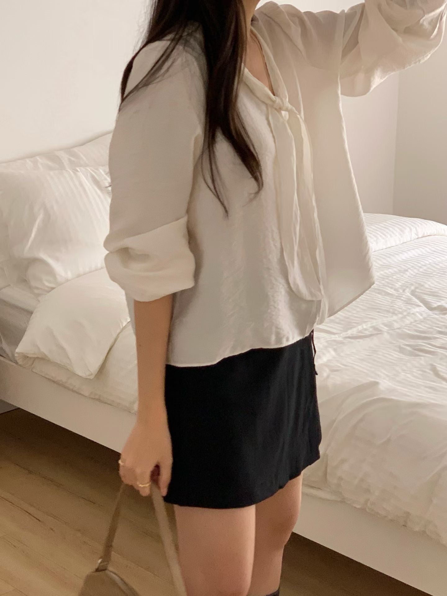 classic tie blouse-4col