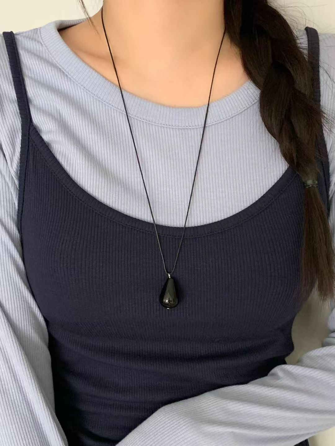 black water drop necklace
