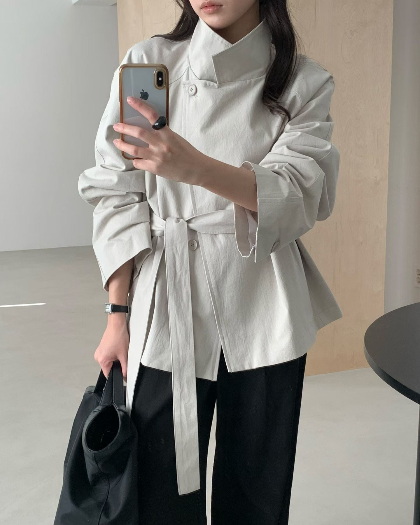 Butter hidden trench jacket-2col