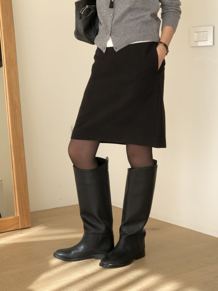 Luze wool midi skirt-2col