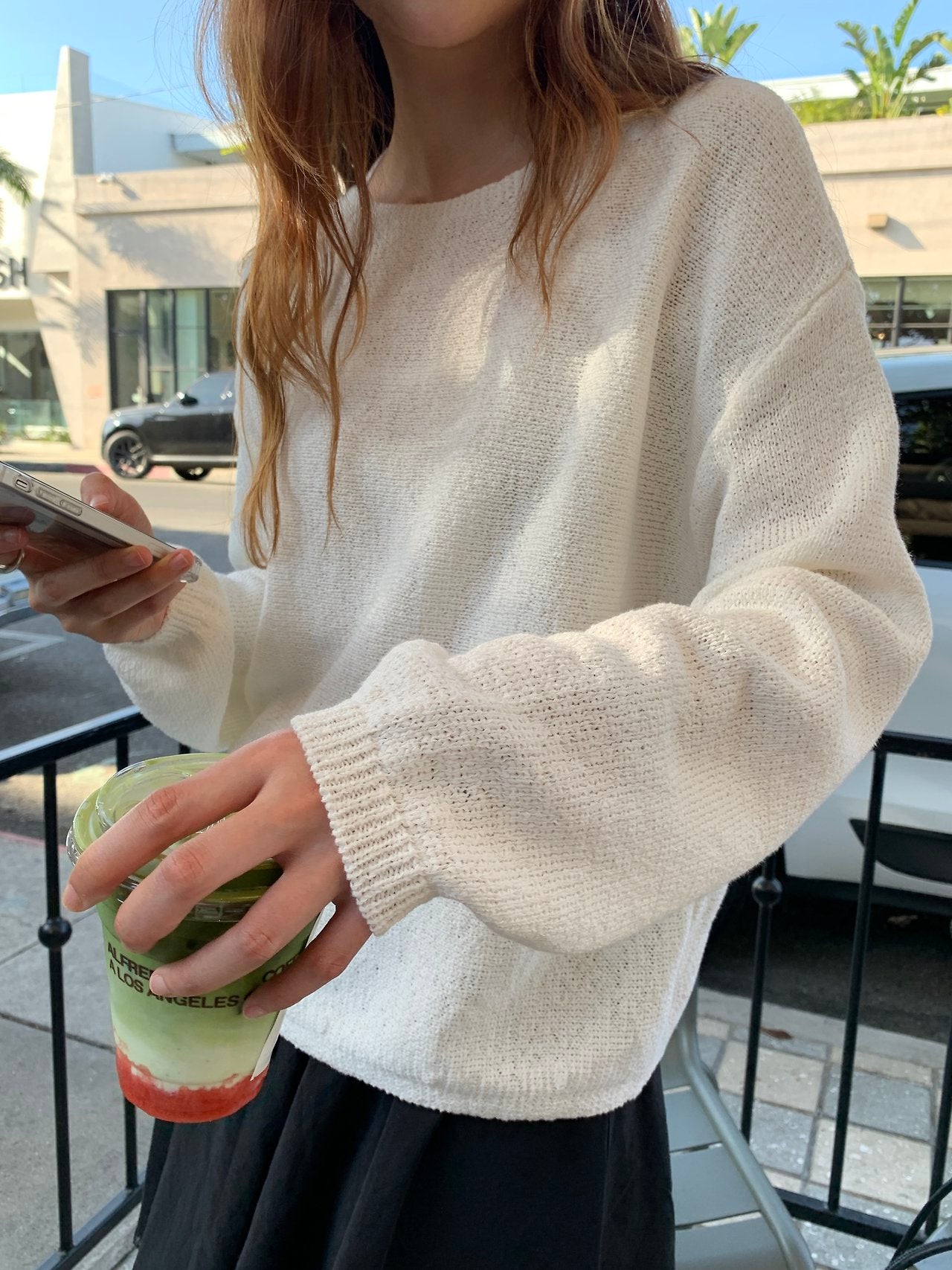 Sia paper boat-neck box knit-2col