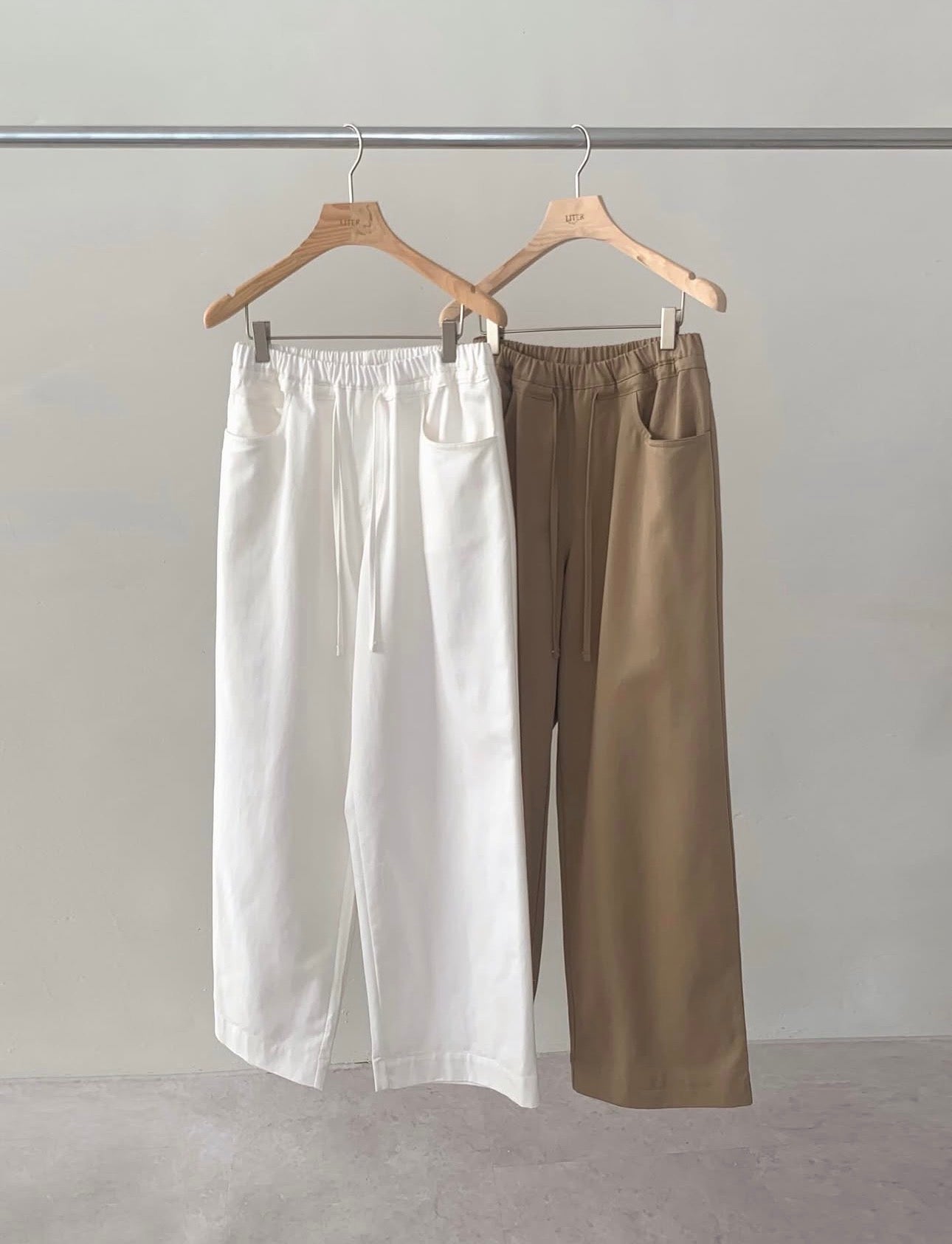 liter rill cotton banding pants-2col