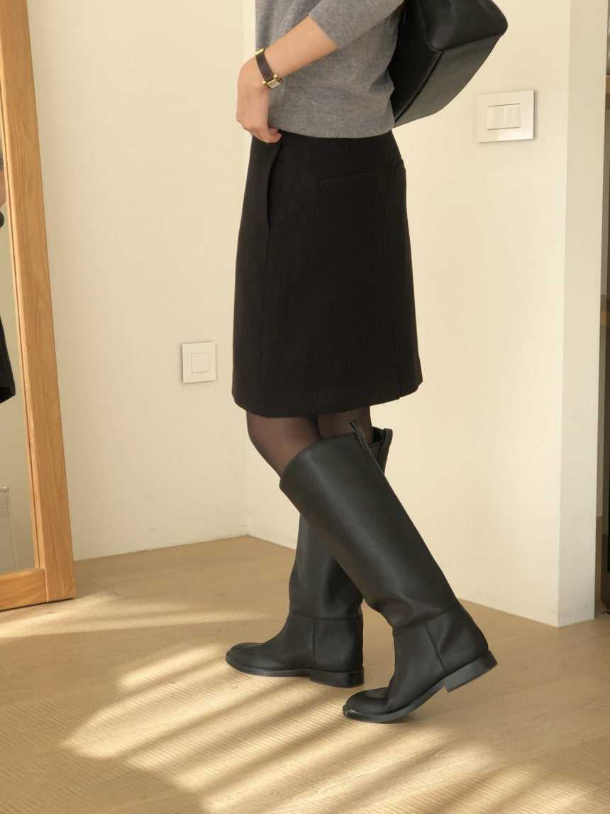 Luze wool midi skirt-2col