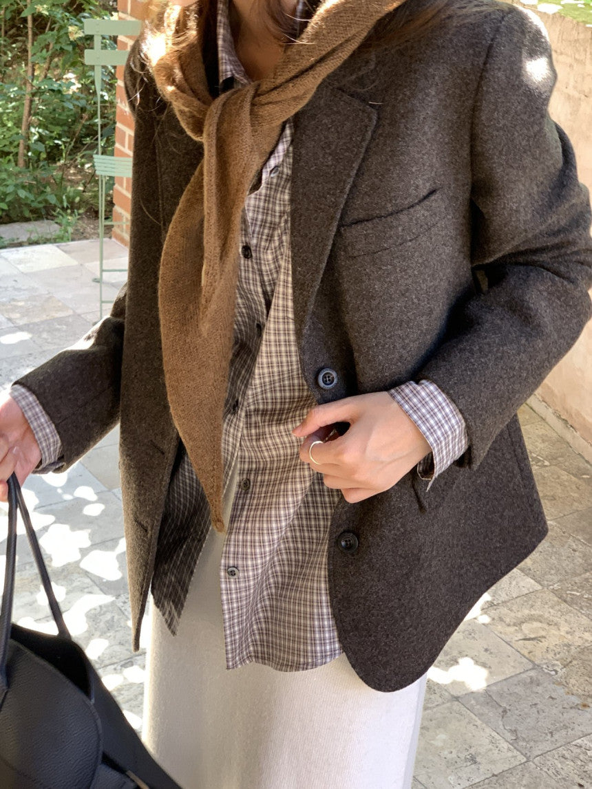 Chestnut wool blazer jacket-2col