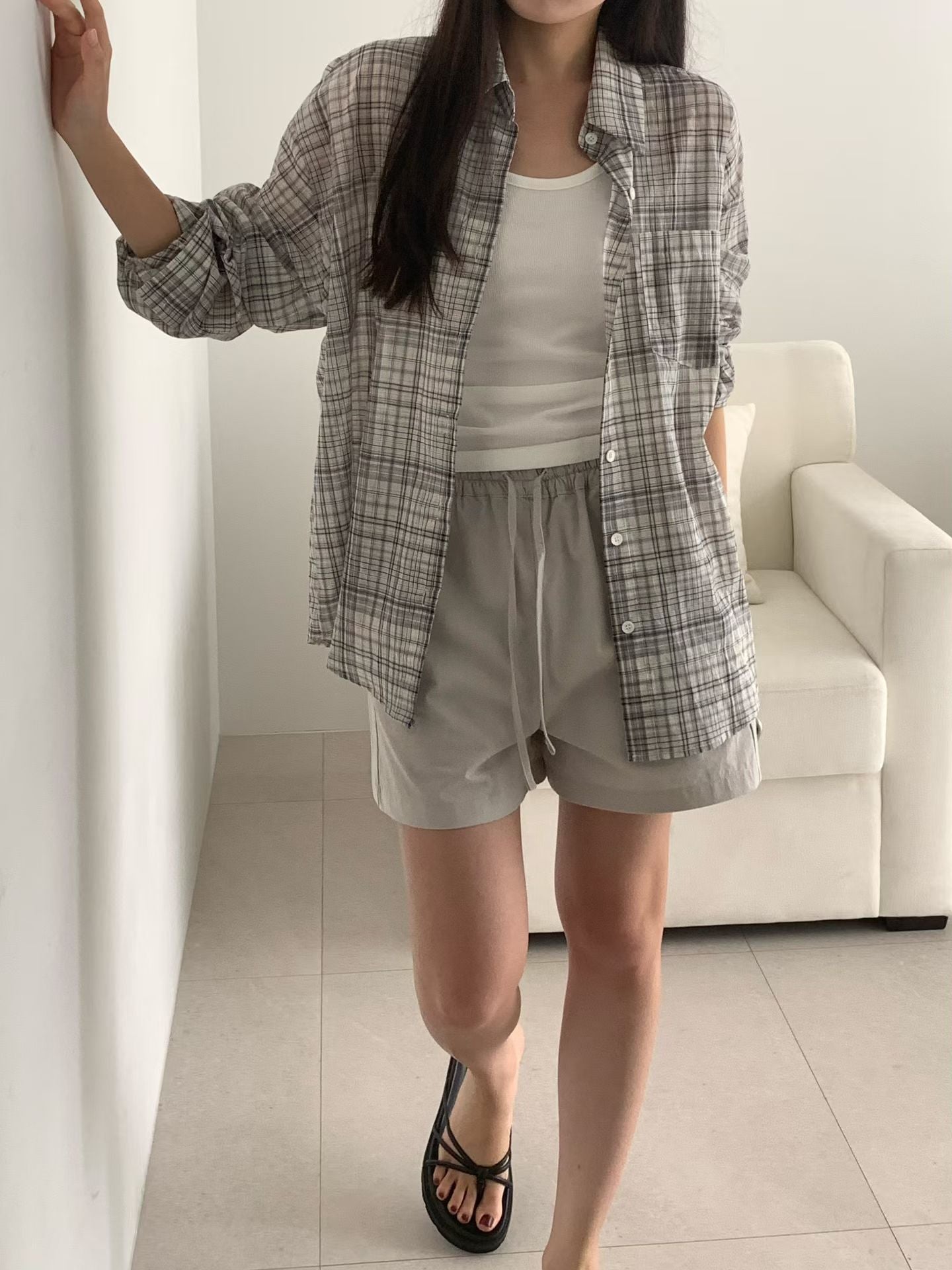 maron check shirt-2col