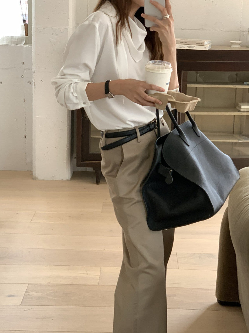 Luna brushed tencel scarf blouse-2col