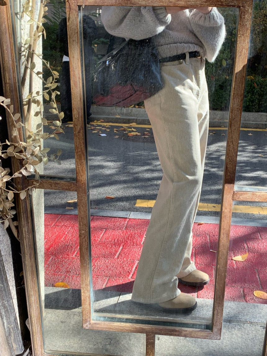 Rie corduroy straight pants-2col