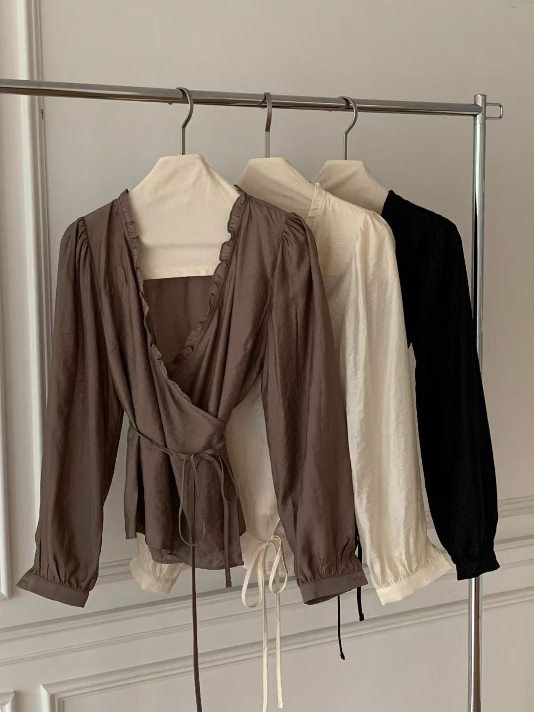 Rina wrap blouse-3col