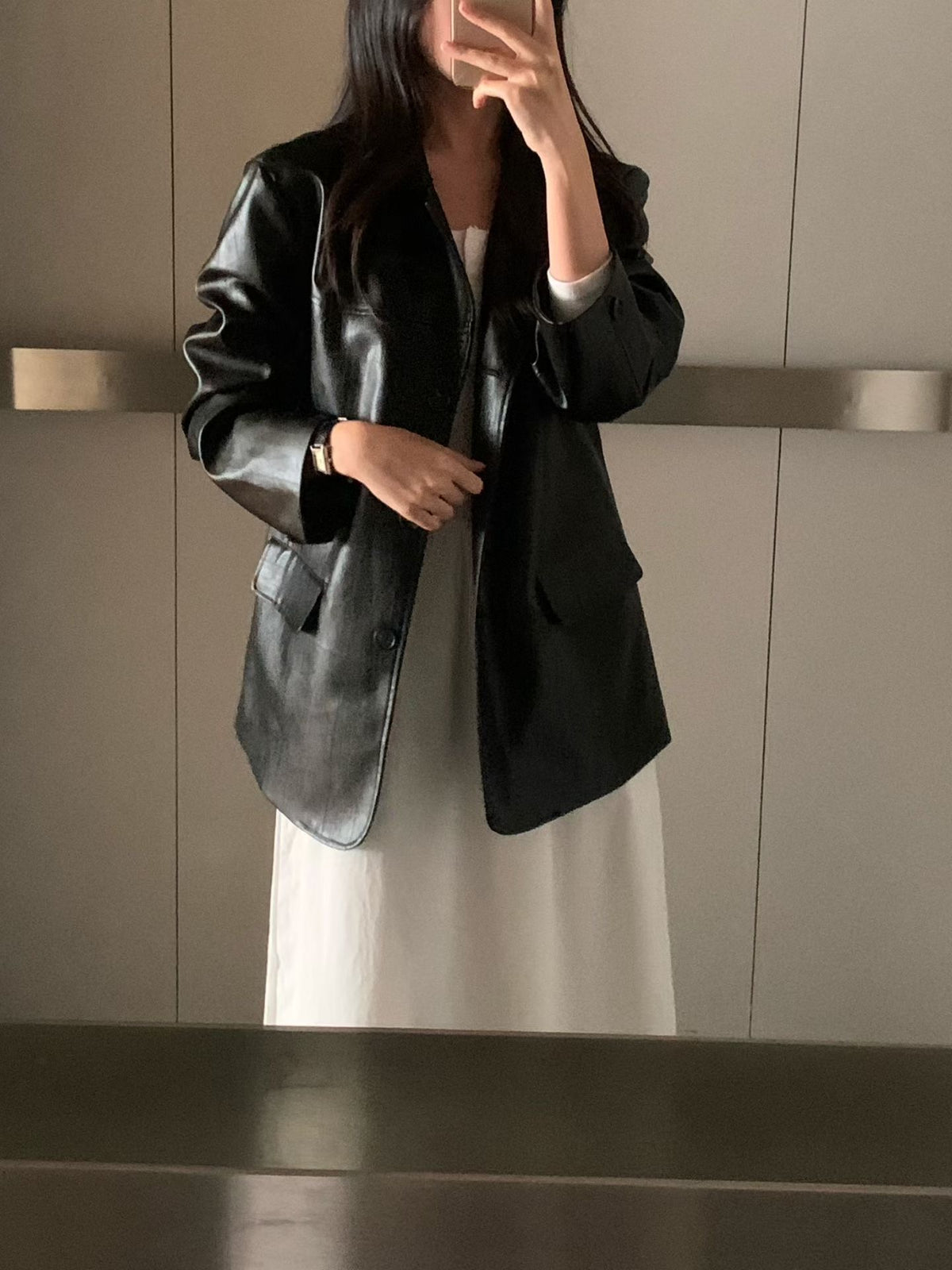 mute suede leather jacket-2col