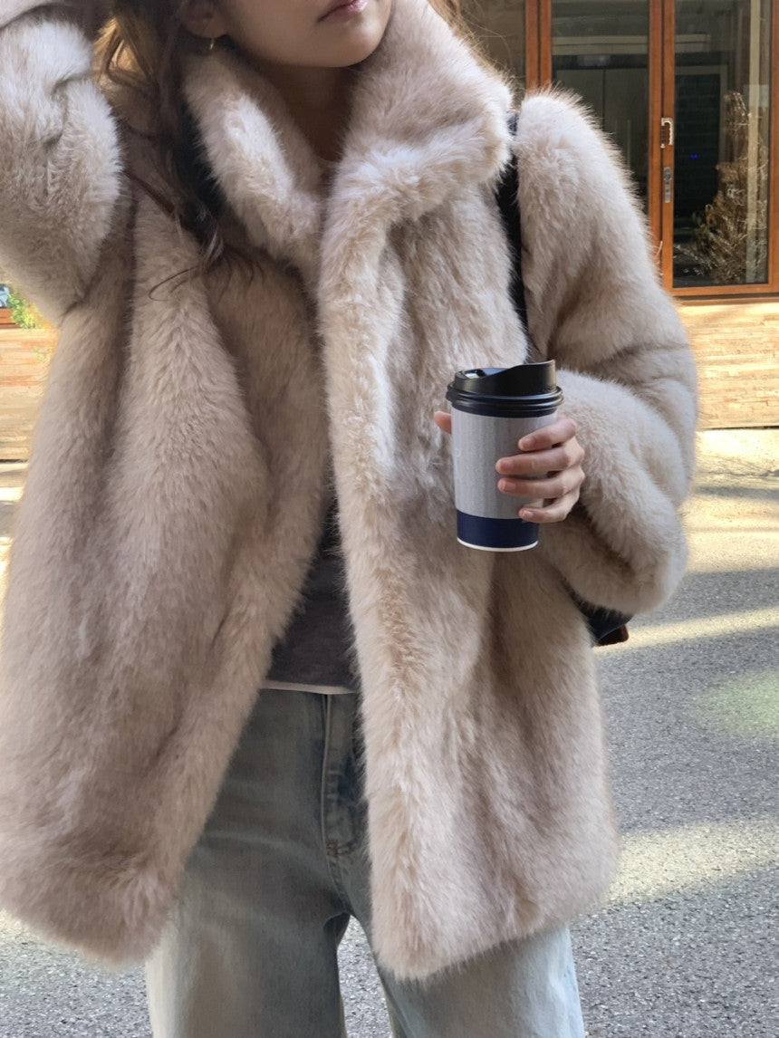 Birkin high neck linkning soft fur jacket