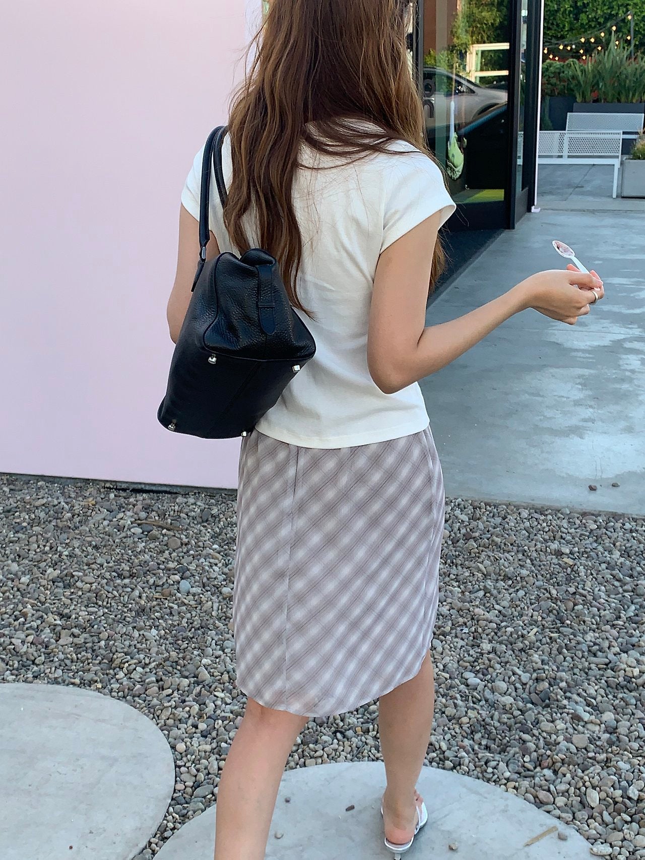 Loen check midi skirt-3col