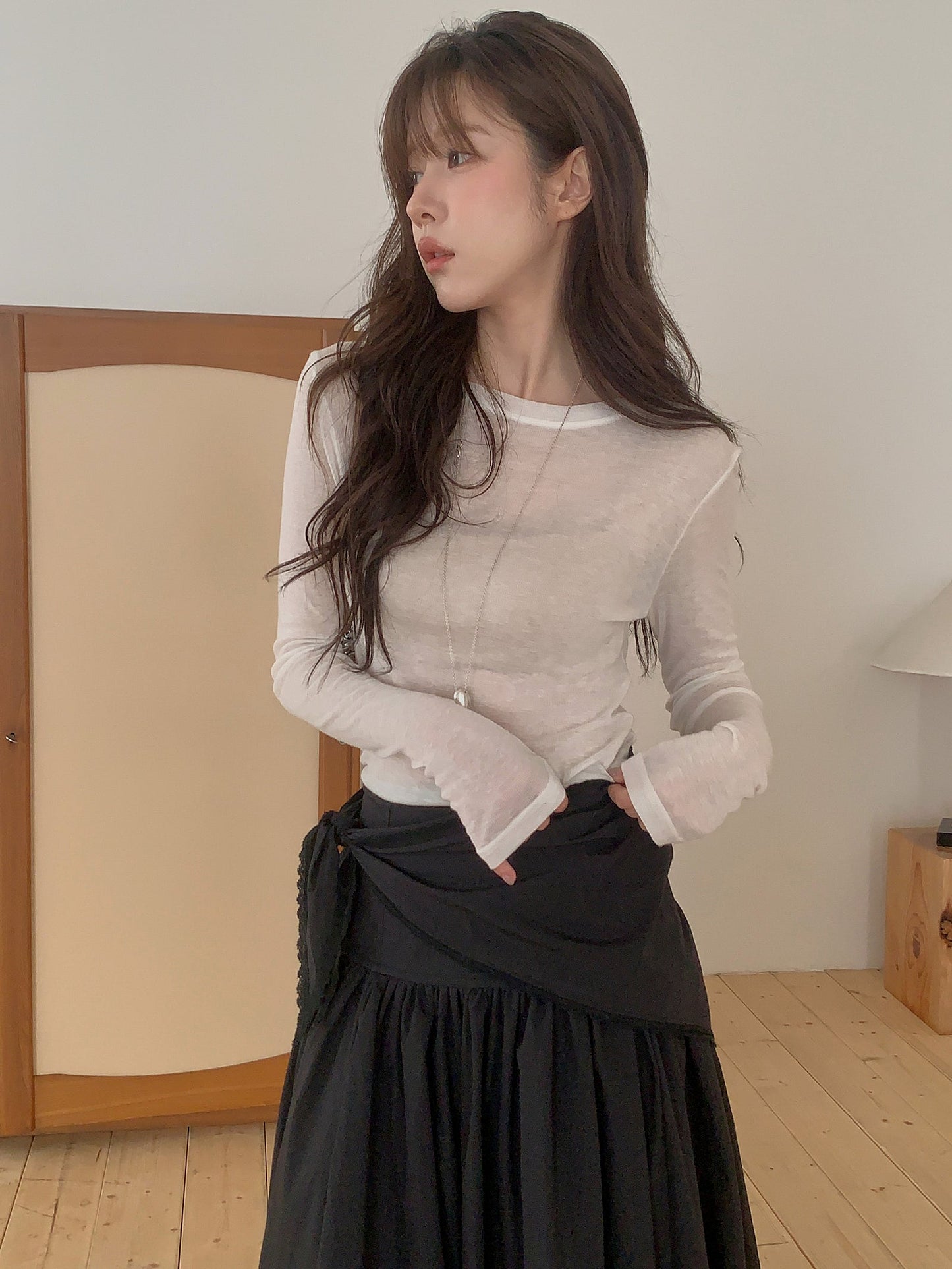 angle scarf&skirt set-2col