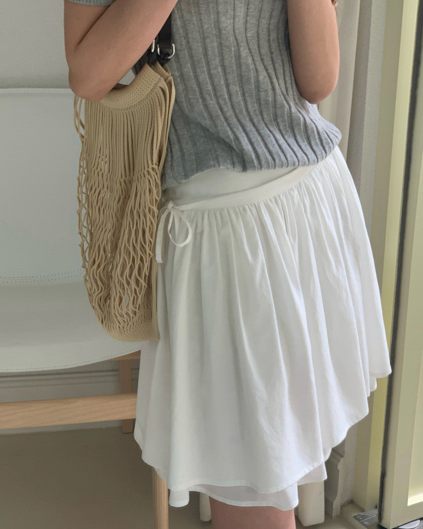 Sally layered tencel short skirt-2col