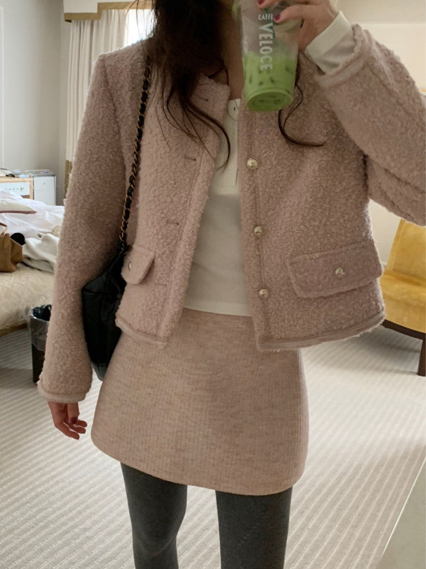 snug wool tweed jacket-2col