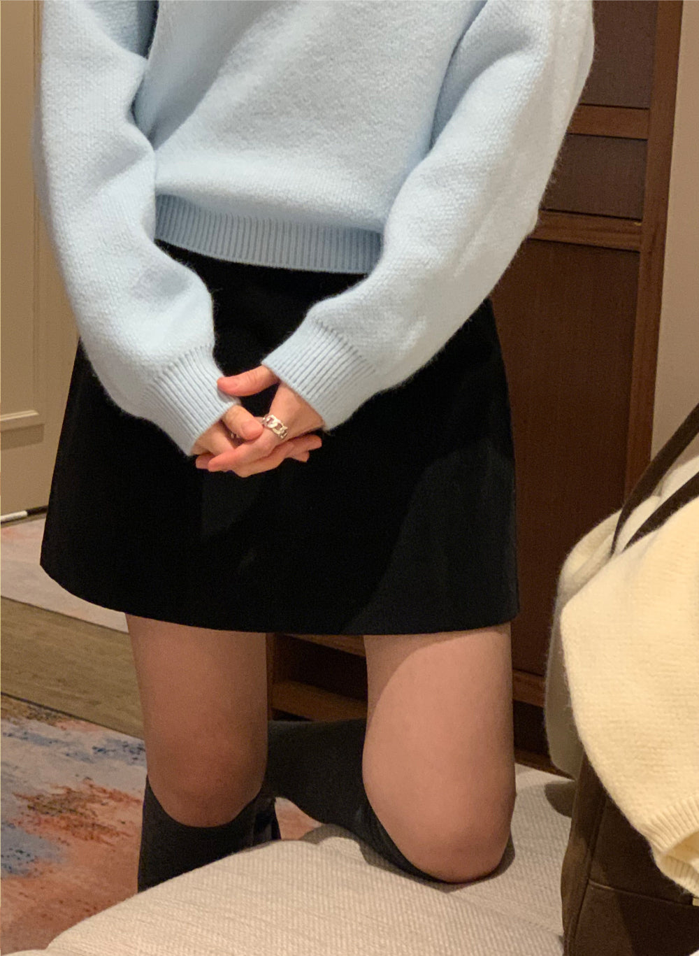 gimo suede lining skirt-2col