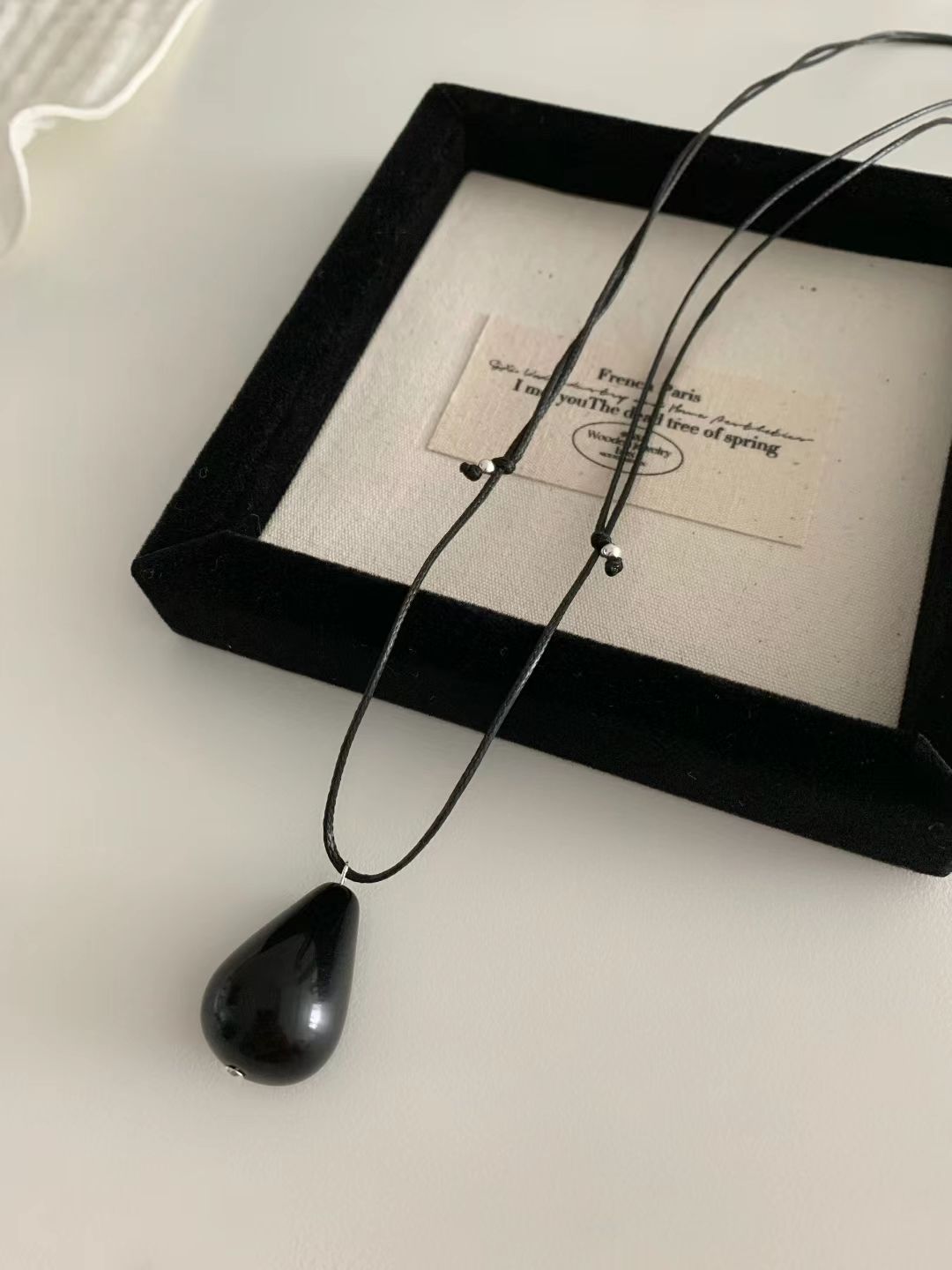 black water drop necklace