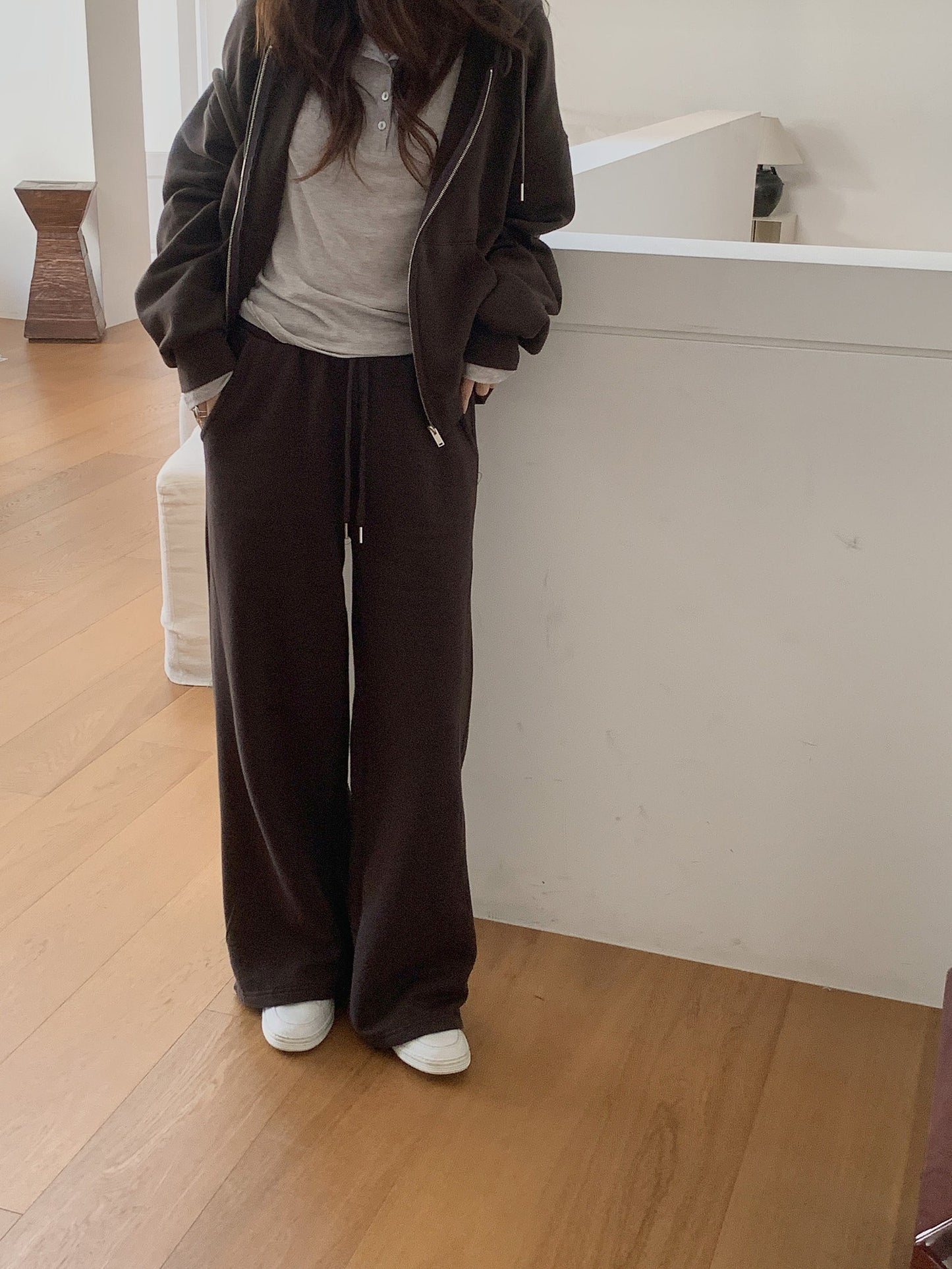 Essential gimo hood zip-up&pants&skirt-3col