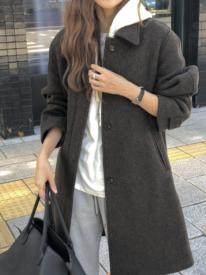 Luce wool twill melange coat-2col