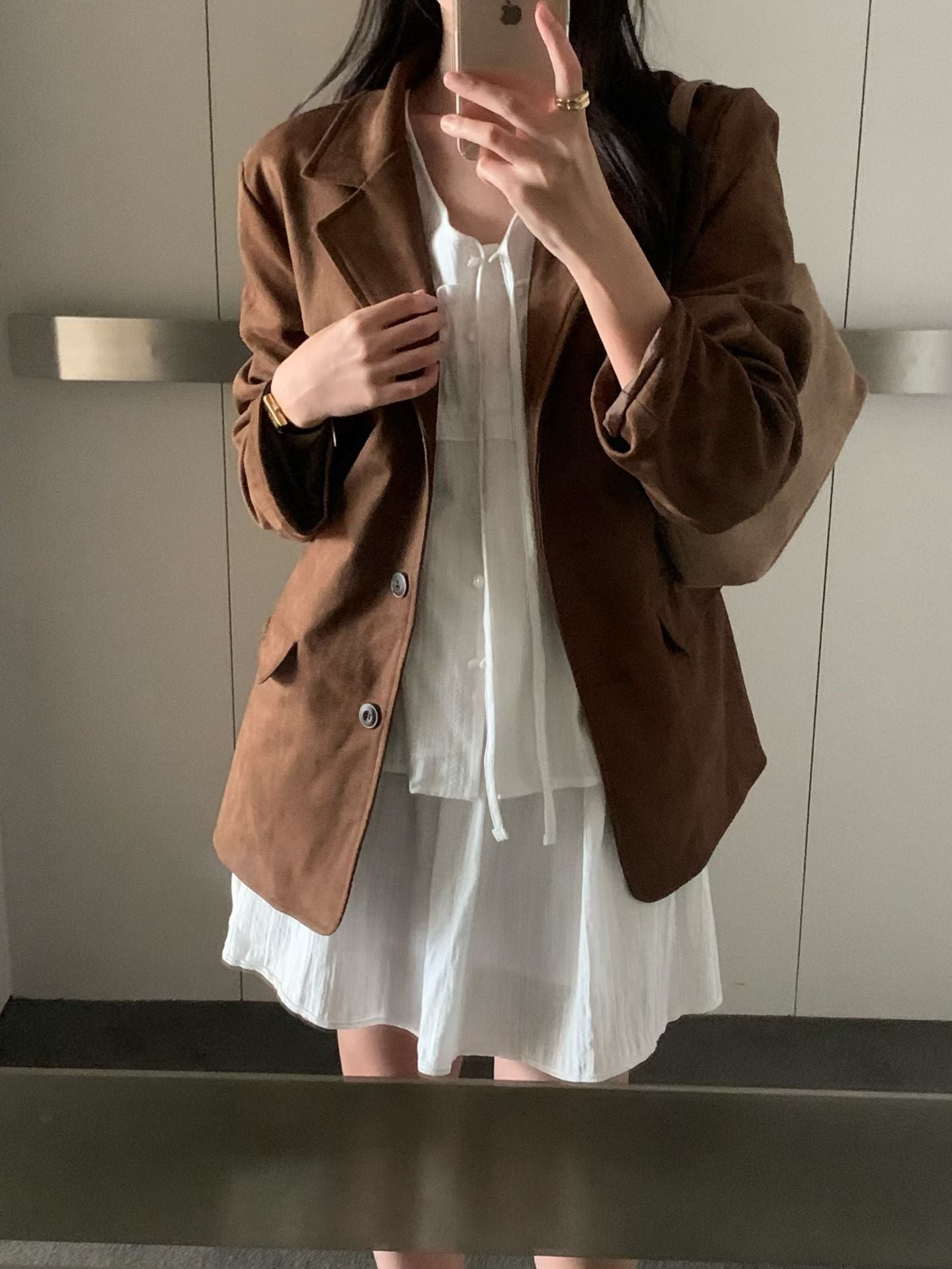 mute suede leather jacket-2col