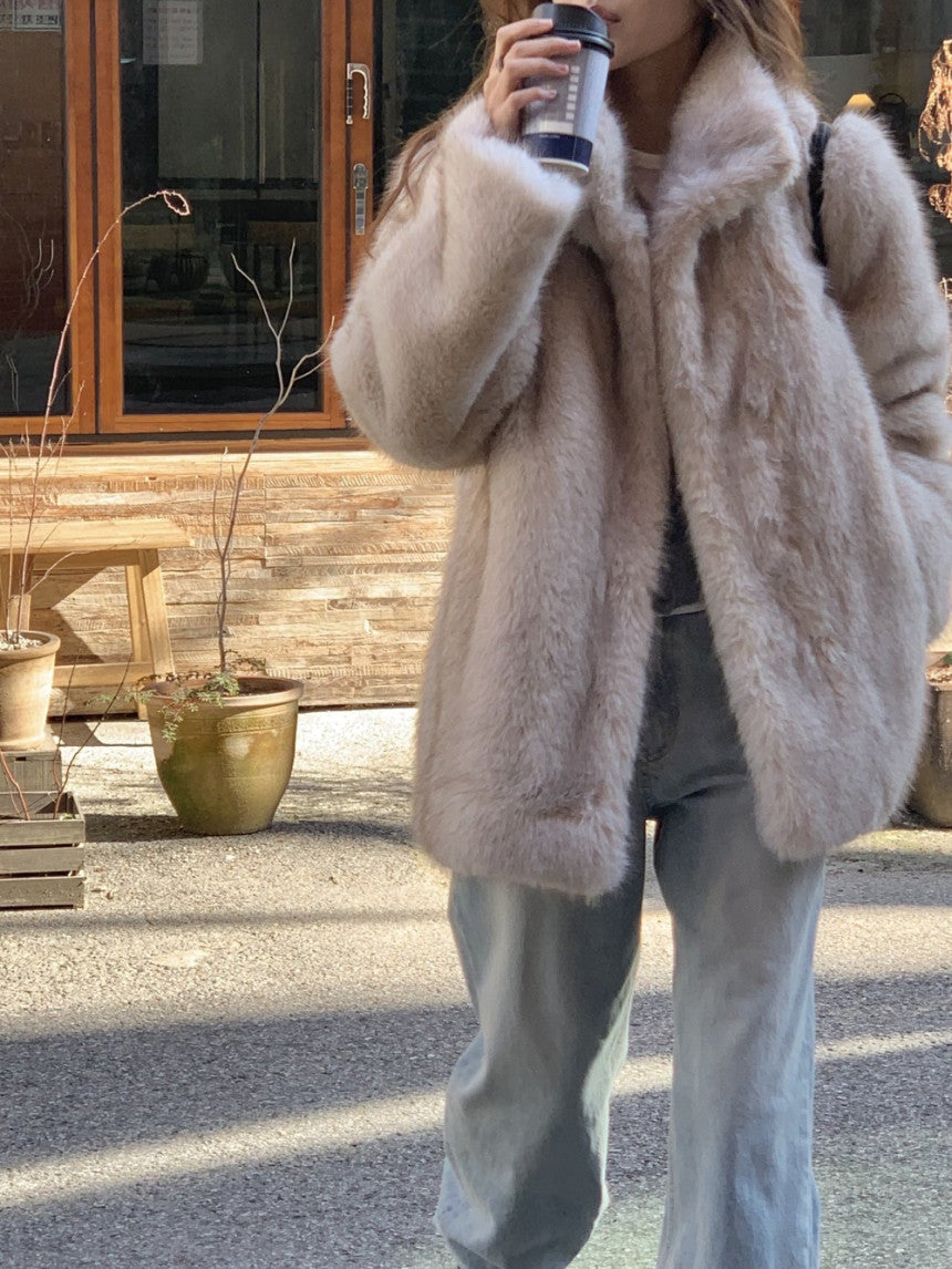 Birkin high neck linkning soft fur jacket