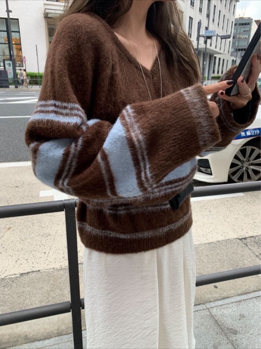 multi-v brush knit-2col