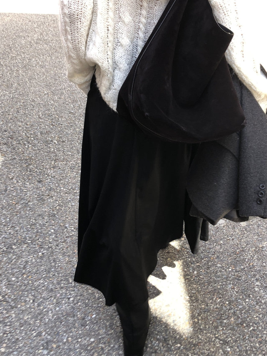 Rouelle suede flare skirt-2col