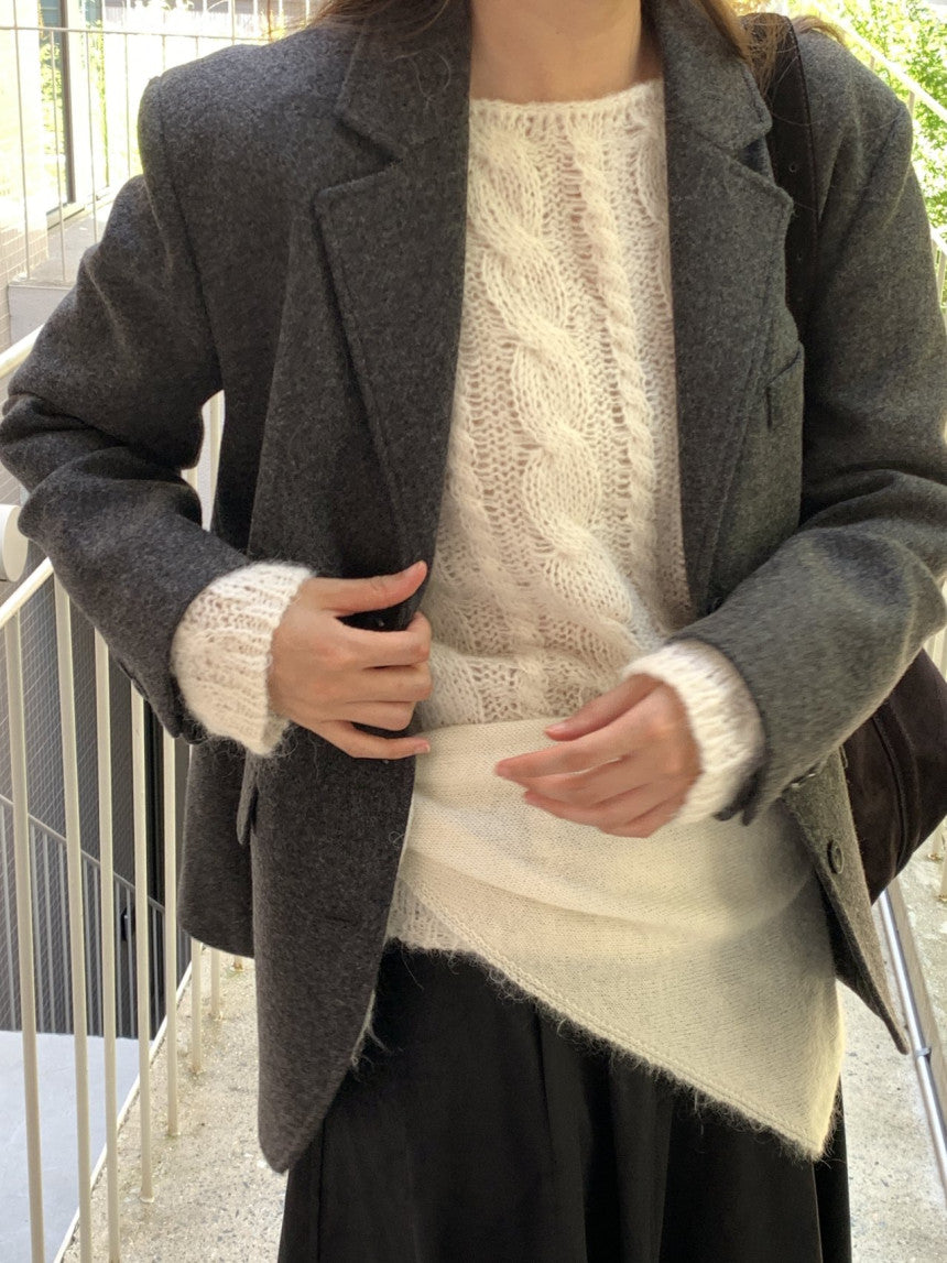 Kid mohair knit scarf-5col