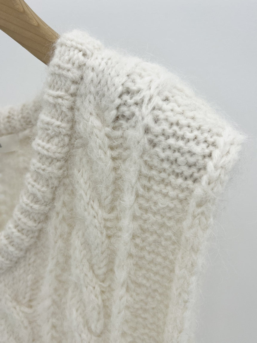 Alpaca canle v neck vest-2col