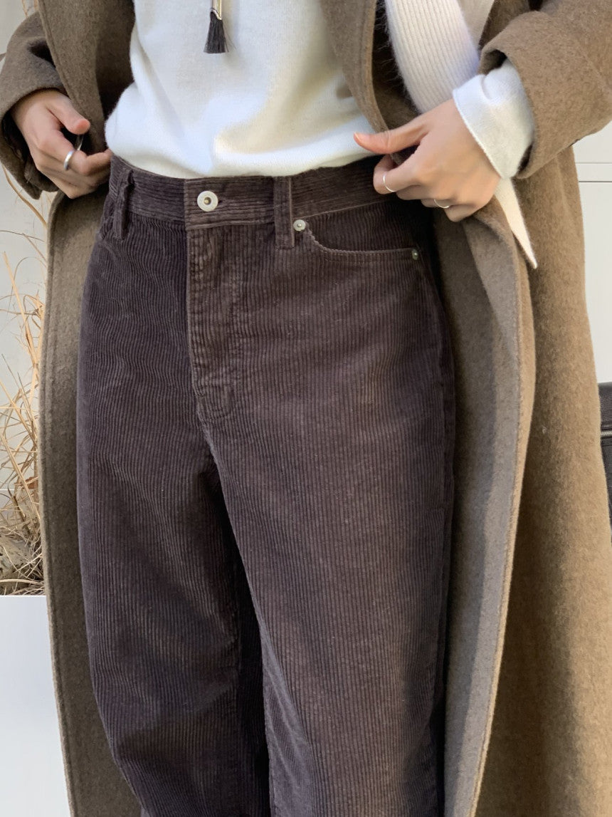 Rie corduroy straight pants-2col