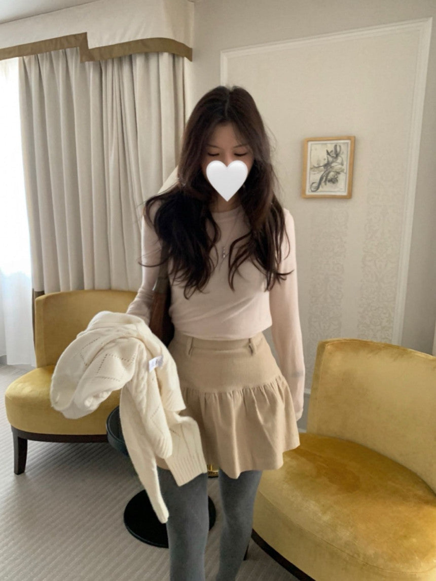 Corduroy frill skirt-2col