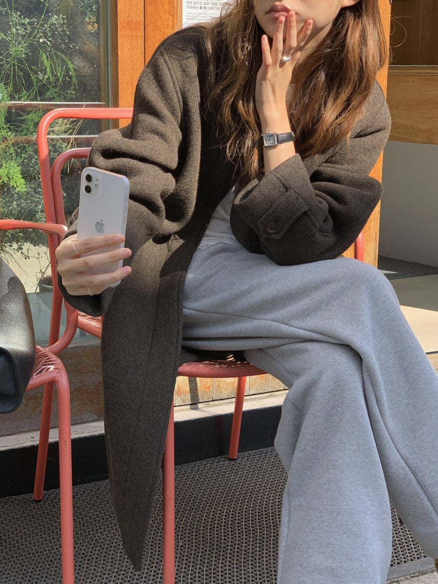 Luce wool twill melange coat-2col