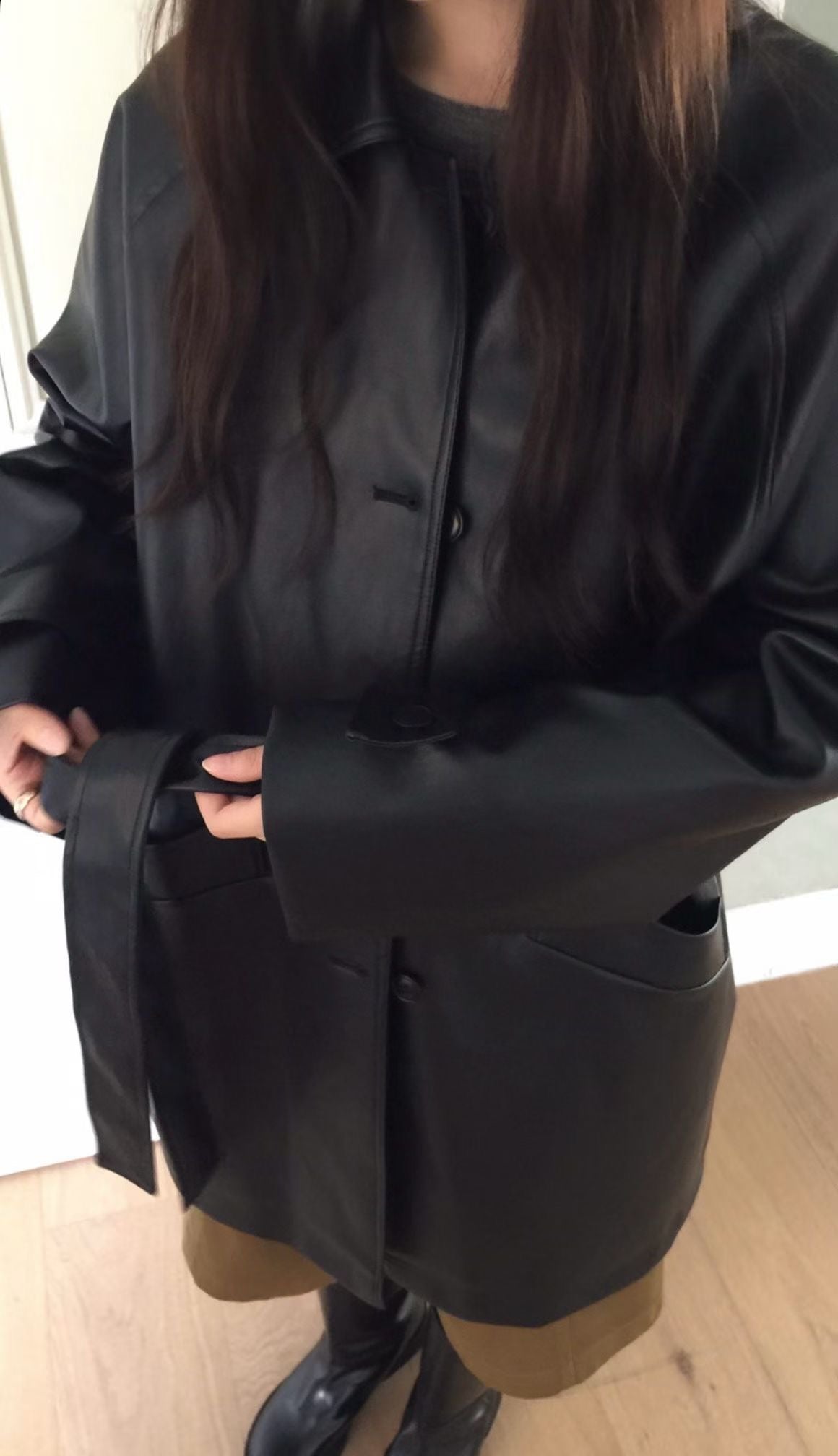 Leather half coat-2col