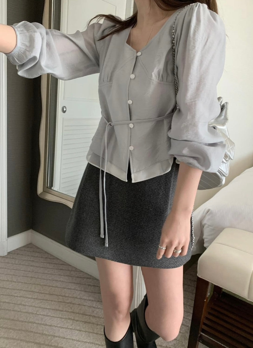 Rumi shirring blouse-3col