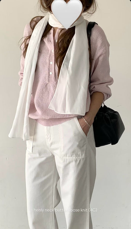 deondo henley neck loose knit-4col