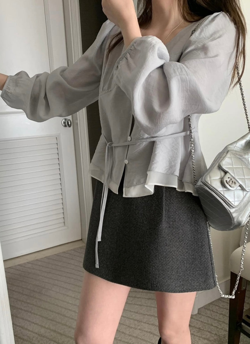 Rumi shirring blouse-3col