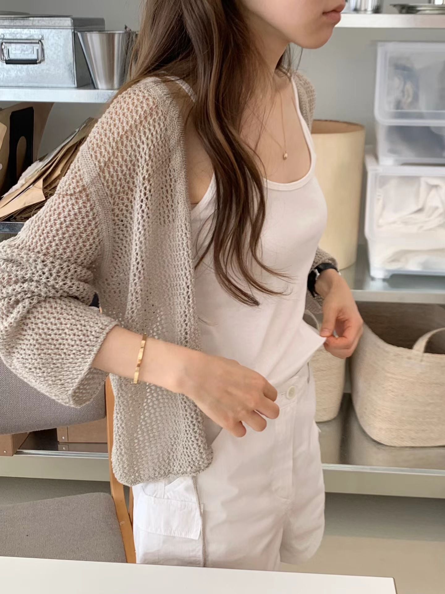 Ounce paper punching cardigan-2col