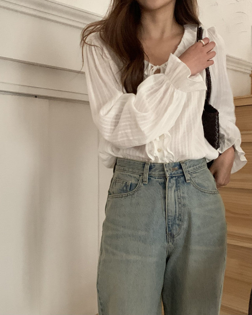 Riel ruffle blouse-2col