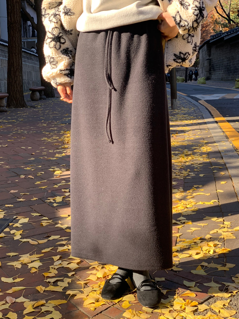 wool maxi skirt-3col