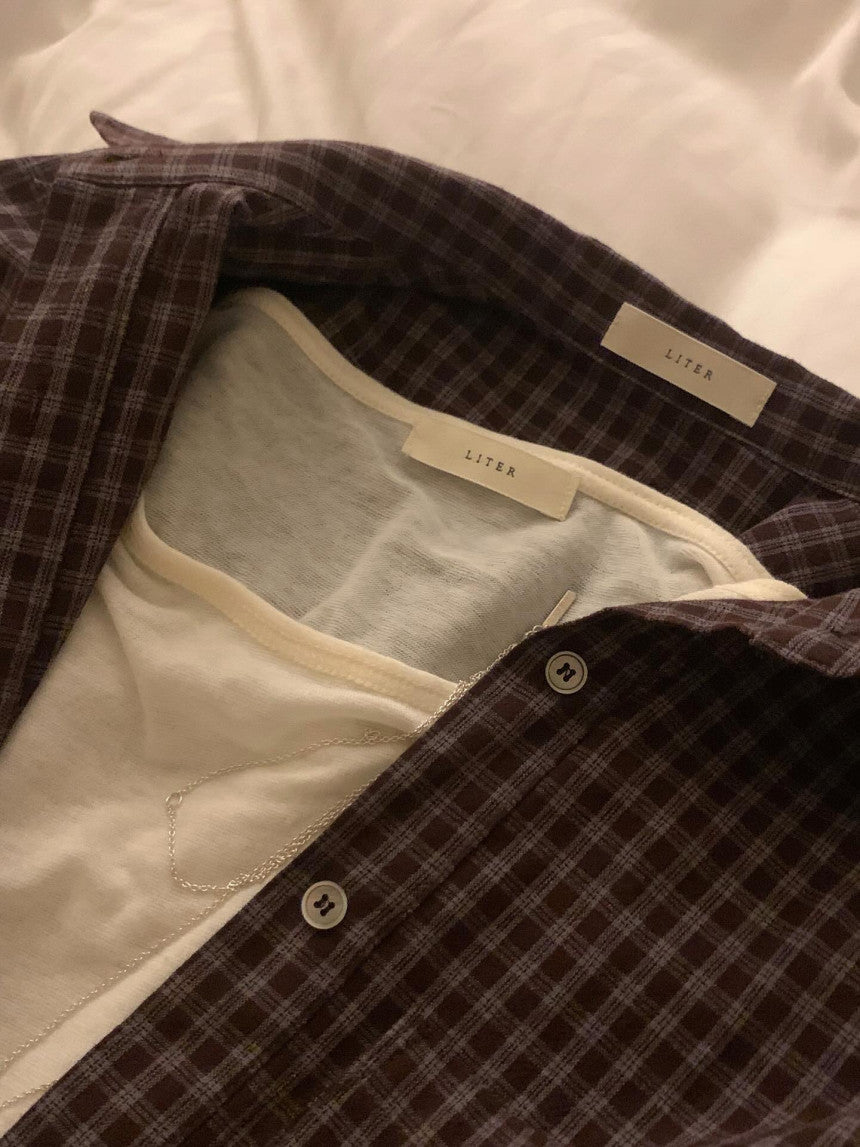 liter mocha check shirt-2col