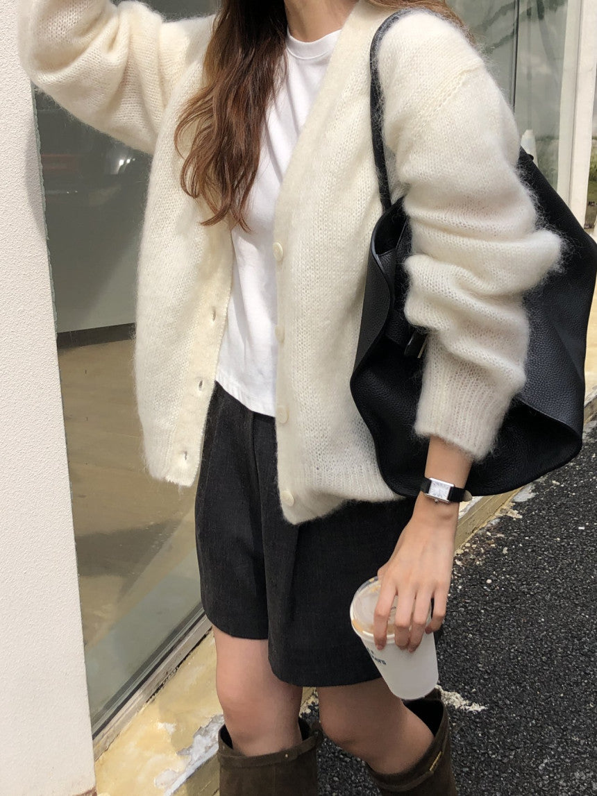 Amelie brushed mohair cardigan-2col