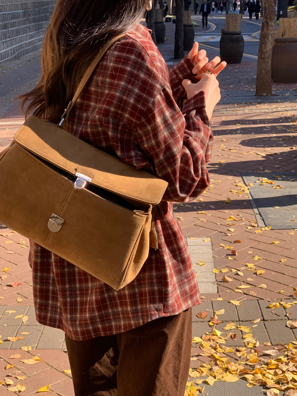 tan check gimo shirt-3col