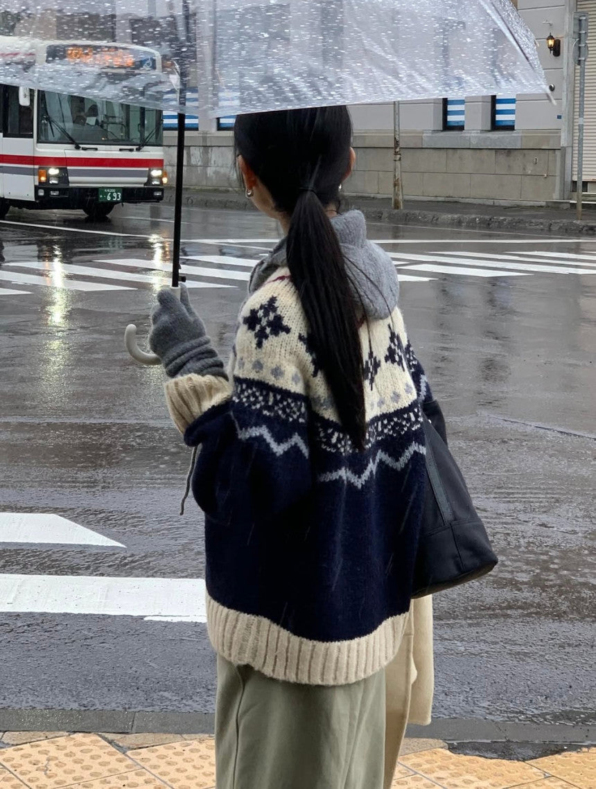 jacquard alpaca cardigan-2col