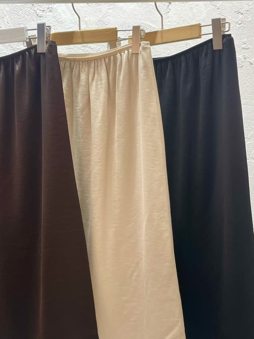 satin lace skirt-3col