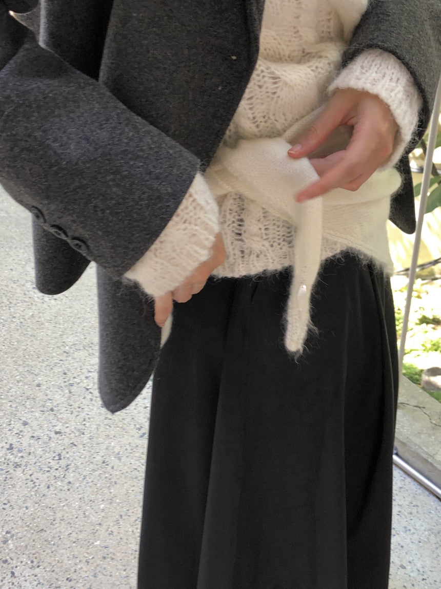 Kid mohair knit scarf-5col