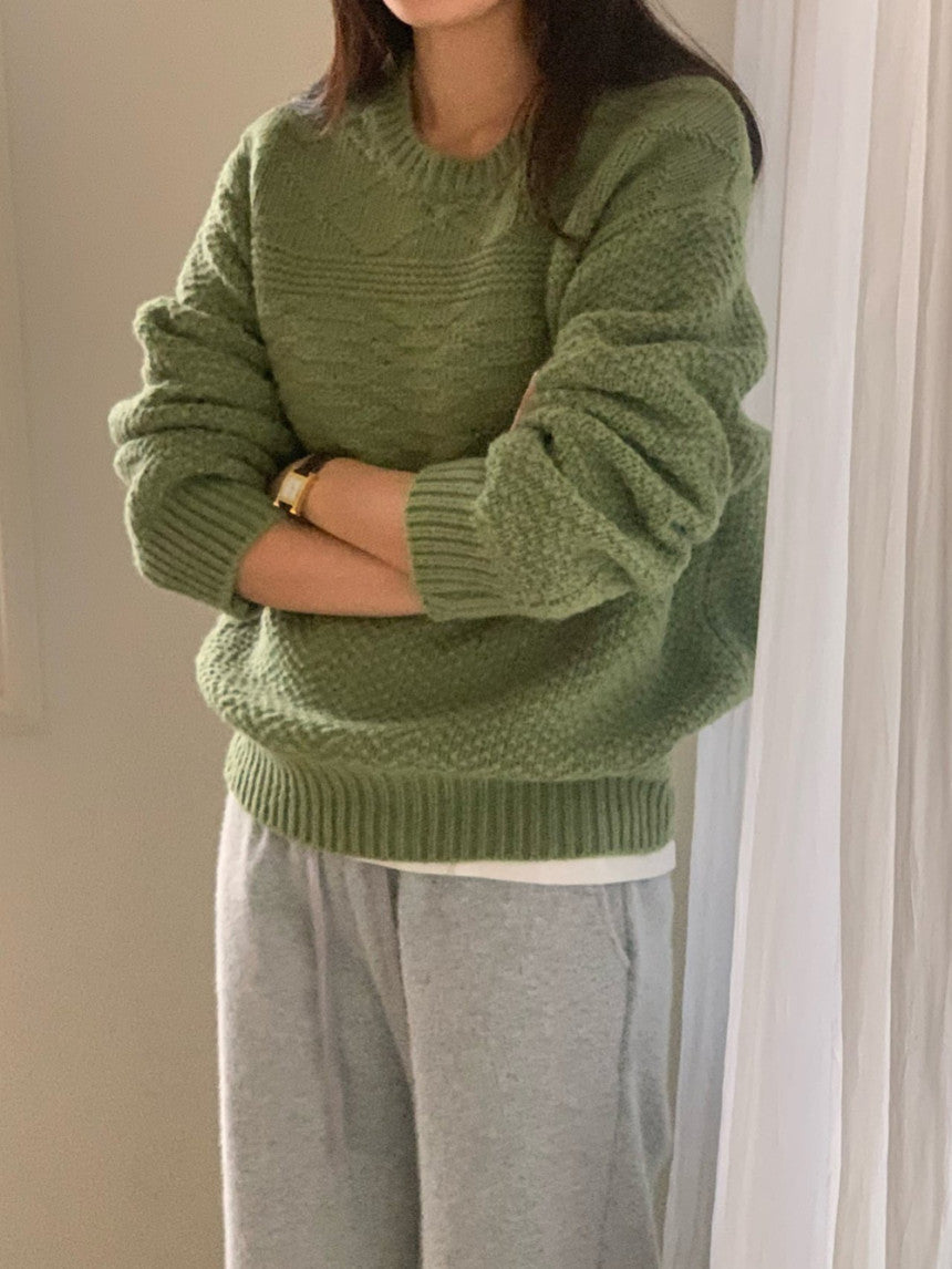 Brick wool cable knit-3col