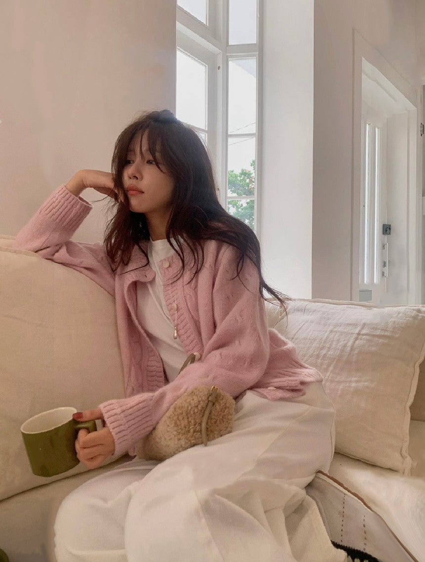 running baby alpaca cardigan-4col