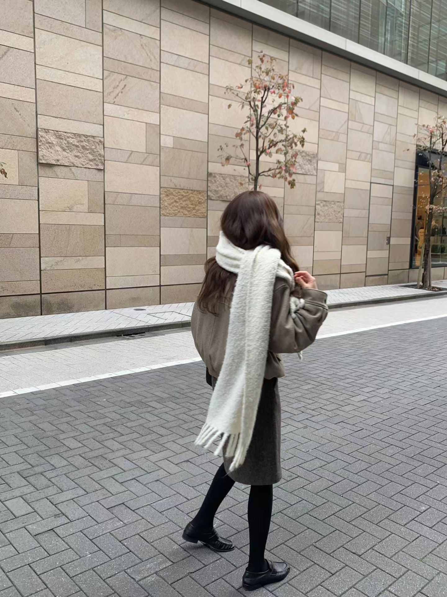 Ounce classic herringbone wool midi skirt-2col