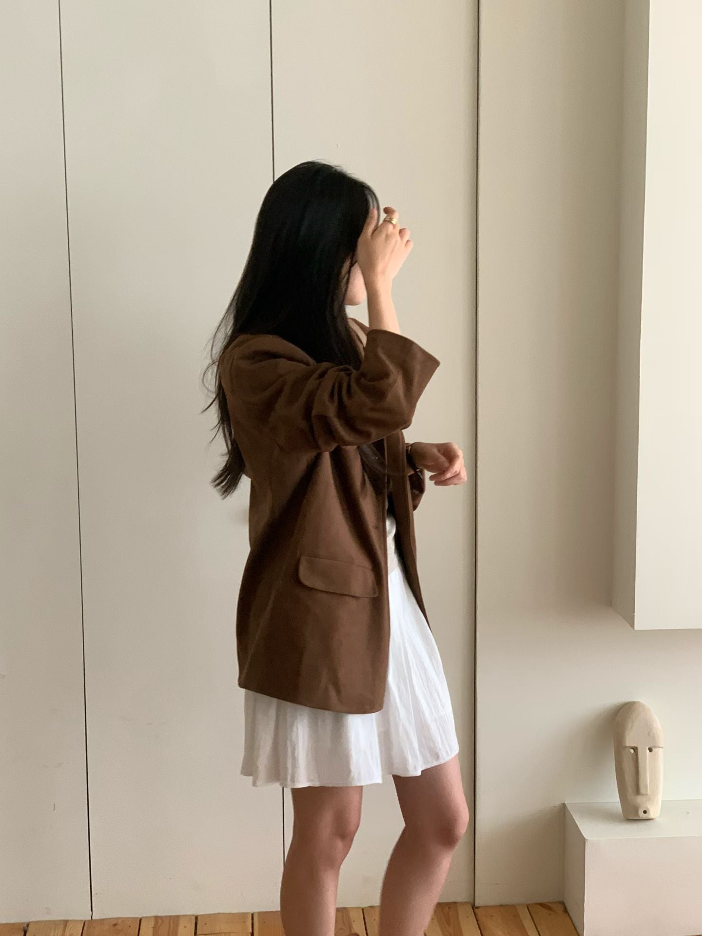 mute suede leather jacket-2col